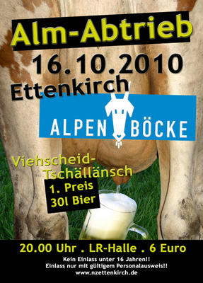 Party Flyer: Alm-Abtrieb 2010 am 16.10.2010 in Friedrichshafen