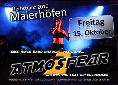 Party Flyer: Herbsttanz mit Atmosfear am 15.10.2010 in Maierhfen