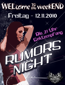 Party Flyer: WELcome the weekEND - Rumors Night (Party ab 16) am 12.11.2010 in Stuttgart