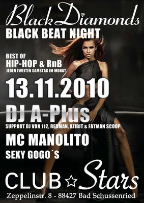 Party Flyer: BLACK DIAMANDS BLACK BEAT NIGHT am 13.11.2010 in Bad Schussenried
