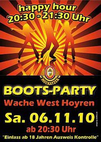 Party Flyer: BOOTS-PARTY-2010 Feuerwache West-LI am 06.11.2010 in Lindau (Bodensee)