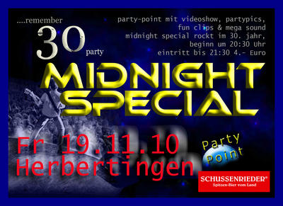 Party Flyer: remember Party mit Midnight Special am 19.11.2010 in Herbertingen