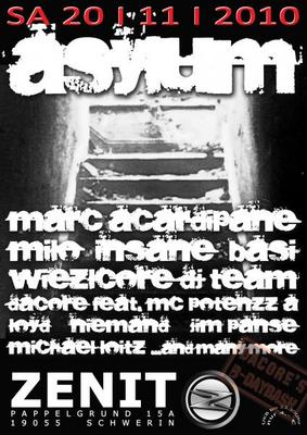 Party Flyer: Asylum @ Zenit Schwerin am 20.11.2010 in Schwerin