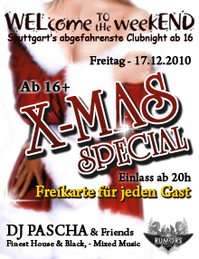 Party Flyer: WELcome the weekEND - Xmas Special (Party ab 16) am 17.12.2010 in Stuttgart