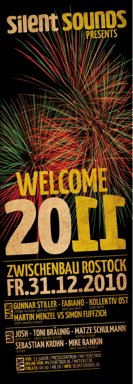 Party Flyer: Silent Sounds | Welcome 2011 | 10 DJs | 2 Floors am 31.12.2010 in Rostock