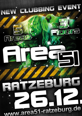 Party Flyer: AREA 51 CLUBBING EVENT am 26.12.2010 in Ratzeburg