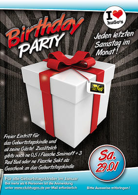 Party Flyer: Die I Love huGo's Birthday Party am 29.01.2011 in Ravensburg