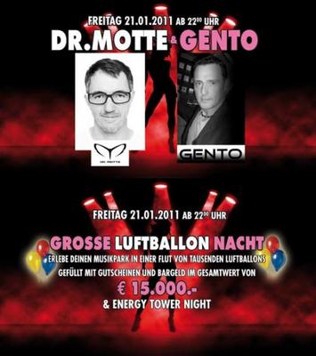 Party Flyer: Dr. Motte & Gento  Grosse Luftballon Nacht  Energy Tower Night @ A1 Musikpark am 21.01.2011 in Lbeck