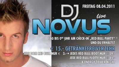Party Flyer: DJ Novus live & Energy Tower Night am 08.04.2011 in Lbeck