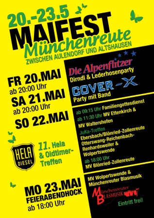Party Flyer: Maifest Mnchenreute - Cover X am 21.05.2011 in Aulendorf