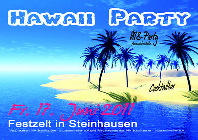 Party Flyer: Hawaii-Party in Steinhausen am 17.06.2011 in Bad Schussenried