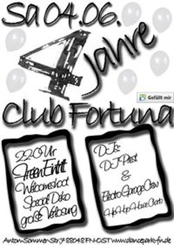 Party Flyer: 4Jahre Club Fortuna Birthday Party am 04.06.2011 in Friedrichshafen