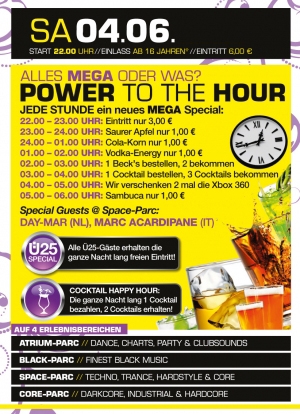 Party Flyer: MEGA Power to the Hour! @ MEGA-PARC Lbeck am 04.06.2011 in Lbeck