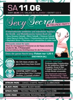 Party Flyer: Sexy Secrets 5 Freunde Party @ MEGA-PARC Lbeck am 11.06.2011 in Lbeck