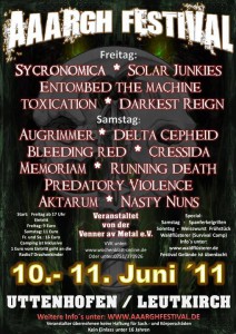 Party Flyer: AAARGH FESTIVAL 2011 in Leutkirch am 11.06.2011 in Leutkirch im Allgu