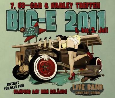 Party Flyer: 7. US-CAR und Harley-Davidson Treffen in Ebenweiler (RV) am 02.07.2011 in Ebenweiler