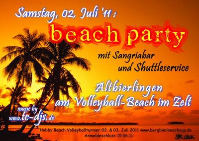 Party Flyer: Beach Party @ Altbierlingen am 02.07.2011 in Ehingen a.d. Donau