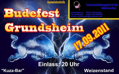 Party Flyer: Budefest Grundsheim am 17.09.2011 in Grundsheim