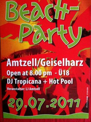 Party Flyer: Beach-Party  mit Dj Tropicana!!! am 29.07.2011 in Amtzell