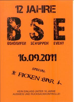 Party Flyer: 12. BSE-Party in Bondorf am 16.09.2011 in Bad Saulgau