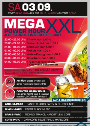 Party Flyer: MEGA Power Hour XXL am 03.09.2011 in Stockelsdorf