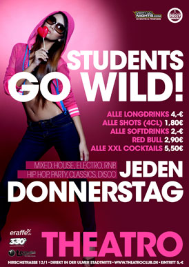 Party Flyer: STUDENTS GO WILD! am 08.09.2011 in Ulm