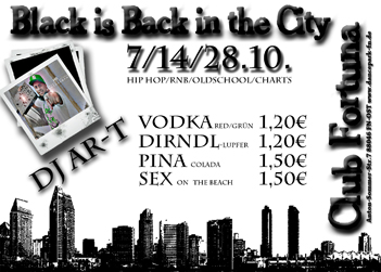 Party Flyer: Black is Back Party am 07.10.2011 in Friedrichshafen
