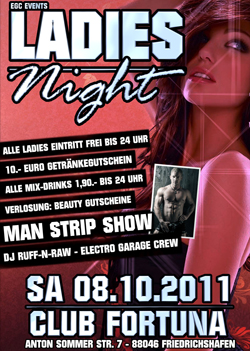 Party Flyer: EGC Events pres.: 100 % Ladies Night with Man Strip Show and many more am 08.10.2011 in Friedrichshafen