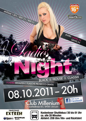 Party Flyer: Ladies Night @ Club Millenium (16 Event) am 08.10.2011 in Ulm