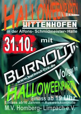 Party Flyer: Halloween-Party mit BurnOut am 31.10.2011 in Deggenhausertal
