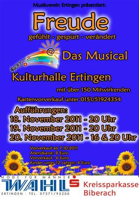 Party Flyer: Freude -Das Musical am 20.11.2011 in Ertingen