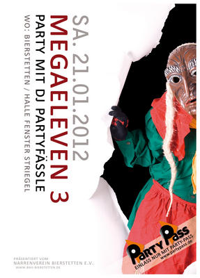 Party Flyer: MegaEleven Party Vol.3 mit DJ Partyfssle am 21.01.2012 in Bad Saulgau