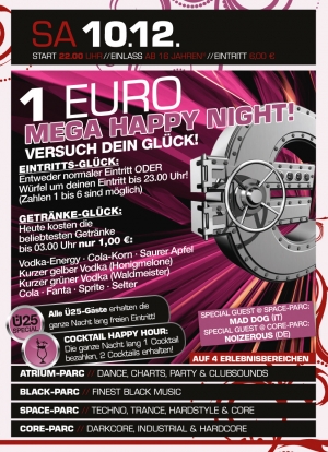 Party Flyer: 1 Euro MEGA Happy Night! am 10.12.2011 in Stockelsdorf