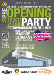 Party Flyer: BASTARD POP pres: ratiopharm Arena Preopening Party am 06.12.2011 in Neu-Ulm