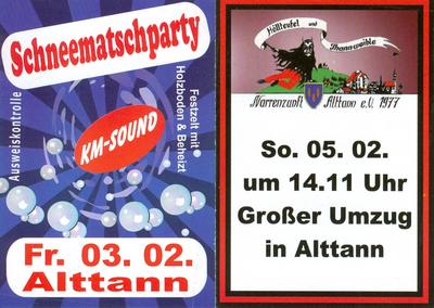 Party Flyer: Schneematschparty in Alttann am 03.02.2012 in Wolfegg