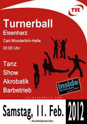 Party Flyer: Turnerball 2012 in Eisenharz - der Jubilumsball am 11.02.2012 in Argenbhl