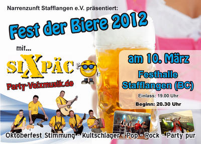 Party Flyer: Fest der Biere 2012 in Stafflangen am 10.03.2012 in Biberach an der Ri