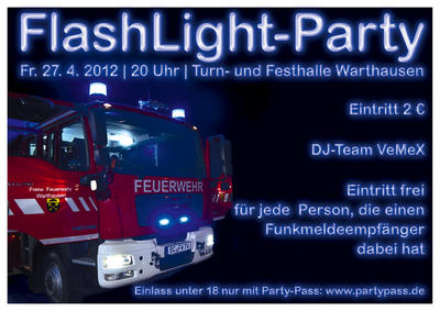 Party Flyer: FlashLight-Party am 27.04.2012 in Warthausen