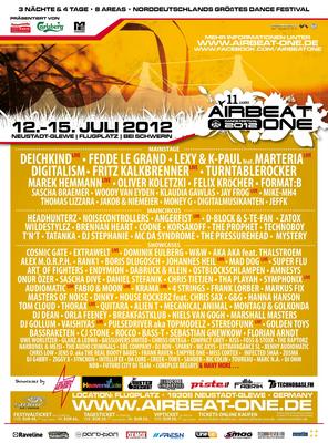 Party Flyer: AIRBEAT ONE 2012 / Dance Festival am 12.07.2012 in Neustadt-Glewe