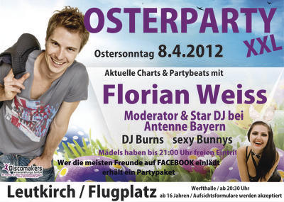 Party Flyer: Osterparty XXL in Leutkirch-Unterzeil am 08.04.2012 in Leutkirch im Allgu