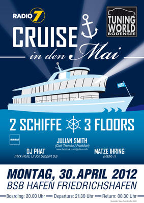 Party Flyer: MS Graf Zeppelin - Radio 7 Cruise in den Mai am 30.04.2012 in Friedrichshafen