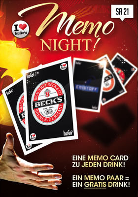 Party Flyer: Die I Love huGos Memo Night am 21.04.2012 in Ravensburg