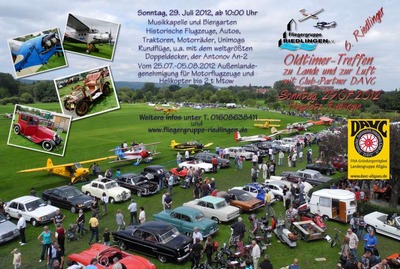 Party Flyer: Groes 6. Oldtimertreffen - zu Lande und zur Luft mit Club-Partner DAVC am 29.07.2012 in Riedlingen