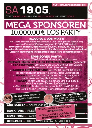 Party Flyer: MEGA Sponsoren 10.000,00  Los Party!  am 19.05.2012 in Stockelsdorf
