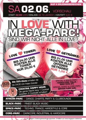 Party Flyer: In Love with MEGA-PARC!  am 02.06.2012 in Stockelsdorf