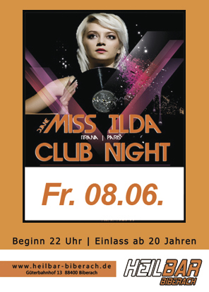 Party Flyer: Club Night mit Miss Ilda @ HeilBar am 08.06.2012 in Biberach an der Ri