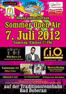 Party Flyer: "House unter Sternen" SHARKs Sommer Open Air 2012 am 07.07.2012 in Bad Doberan