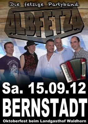 Party Flyer: ALBFETZA - Oktoberfest Bernstadt beim Landgasthof Noller am 15.09.2012 in Bernstadt