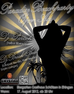 Party Flyer: Paradise-Beach Party am 17.08.2012 in Ehingen a.d. Donau