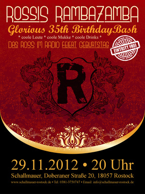 Party Flyer: Rossi's RAMBA-ZAMBA 35th BIRTHDAY-BASH am 29.11.2012 in Rostock